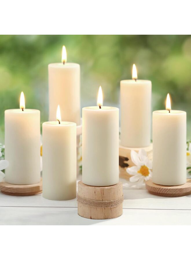 شموع شمع العسل العمودية - شموع شمع العسل العضوي، تدوم 172 ساعة، بدون رائحة، بدون تقطير أو دخان - عبوة من 6 قطع (2 × 4 بوصة) - Image 1