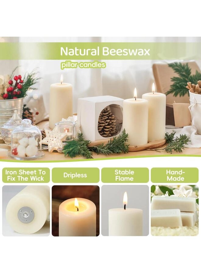 شموع شمع العسل العمودية - شموع شمع العسل العضوي، تدوم 172 ساعة، بدون رائحة، بدون تقطير أو دخان - عبوة من 6 قطع (2 × 4 بوصة) - Image 3