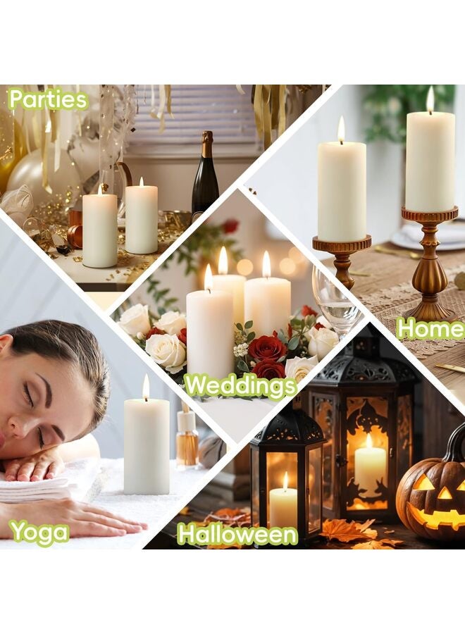 شموع شمع العسل العمودية - شموع شمع العسل العضوي، تدوم 172 ساعة، بدون رائحة، بدون تقطير أو دخان - عبوة من 6 قطع (2 × 4 بوصة) - Image 5