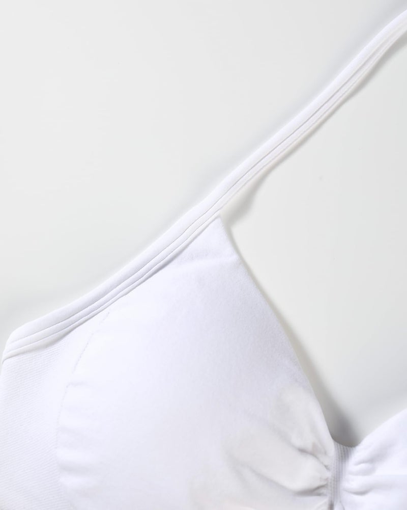 AUROLA Influence Strappy Bra Sports Bras for Women, Backless Padded Impact Strappy Bra for Workout Gym Yoga with Removable Cups,Crescent White,S - Image 4