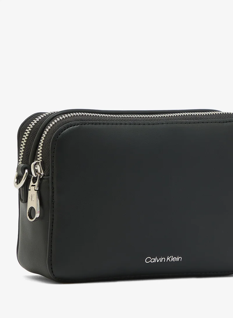 Calvin Klein CK BLACK / SHINY NICKEL Double Strap Camera Bag for Women | Best Price UAE