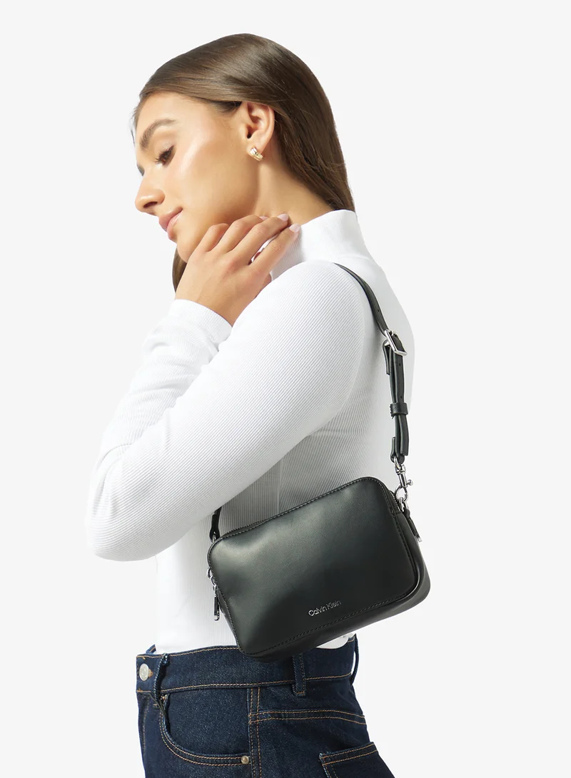 Calvin Klein CK BLACK / SHINY NICKEL Double Strap Camera Bag for Women | Best Price UAE