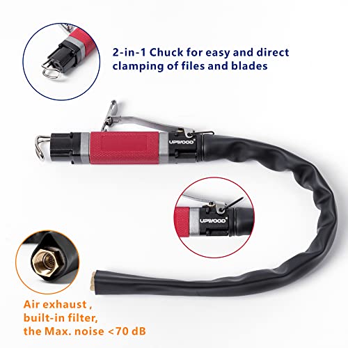 UPWOOD Air Reciprocating File Body Saw, Multi-function Low Vibration 8000spm Pneumatic Cutting Tool & Abrasive Tool with 4 Files and 5 Saw Blades (Stroke Length: 5mm) - Image 4