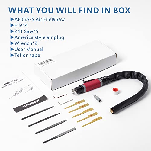 UPWOOD Air Reciprocating File Body Saw, Multi-function Low Vibration 8000spm Pneumatic Cutting Tool & Abrasive Tool with 4 Files and 5 Saw Blades (Stroke Length: 5mm) - Image 2