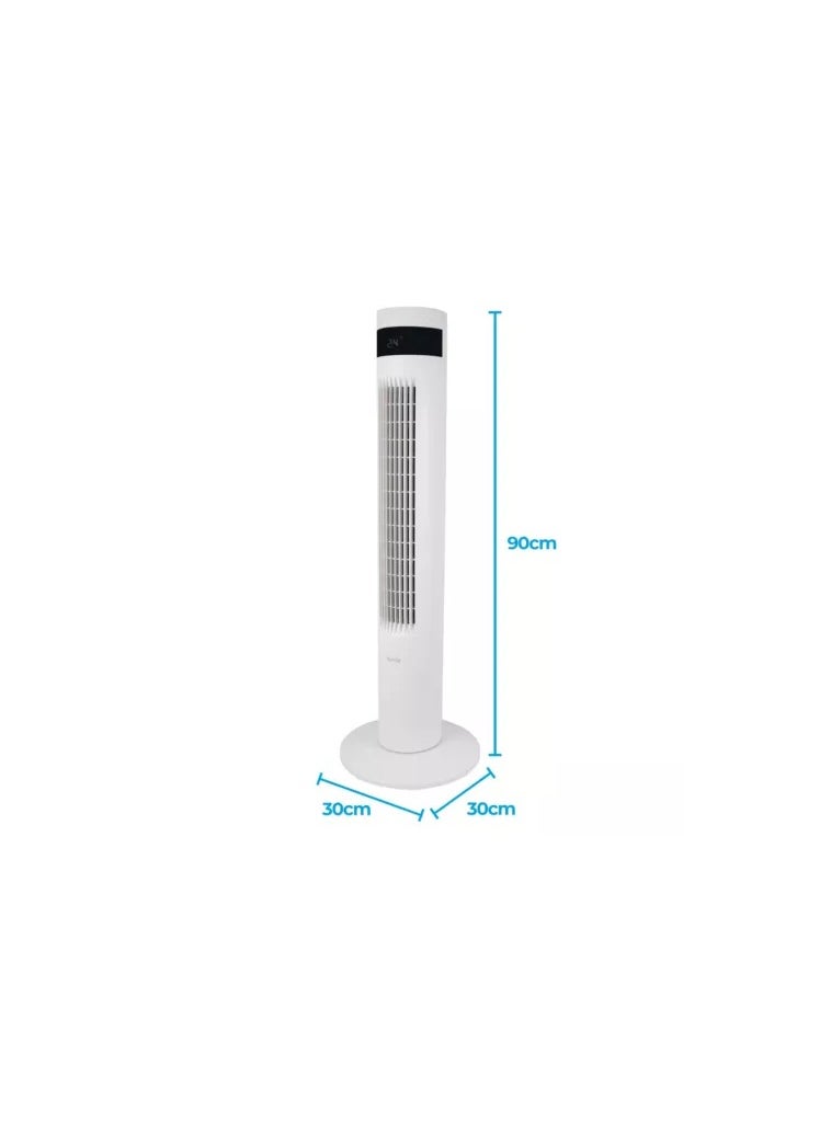 Vertical cooler and air conditioner for home and office with 3 wind power settings, 45 watts, tower fan with remote control, touch panel, 3 speed control, 3 modes, 12 hour timer