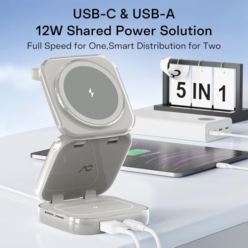 AC ISLAND 5-in-1 Wireless Charger for MagSafe, AC ISLAND Portable Travel Charging Station, 35W Max Fast Foldable Magnetic Stand, Evolved for iPhone 17-12 & Air Series, Apple Watch, AirPods (with 35W Adapter) - Image 3