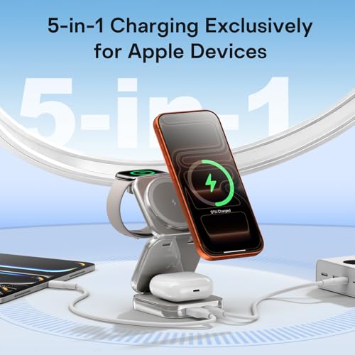 AC ISLAND 5-in-1 Wireless Charger for MagSafe, AC ISLAND Portable Travel Charging Station, 35W Max Fast Foldable Magnetic Stand, Evolved for iPhone 17-12 & Air Series, Apple Watch, AirPods (with 35W Adapter) - Image 2