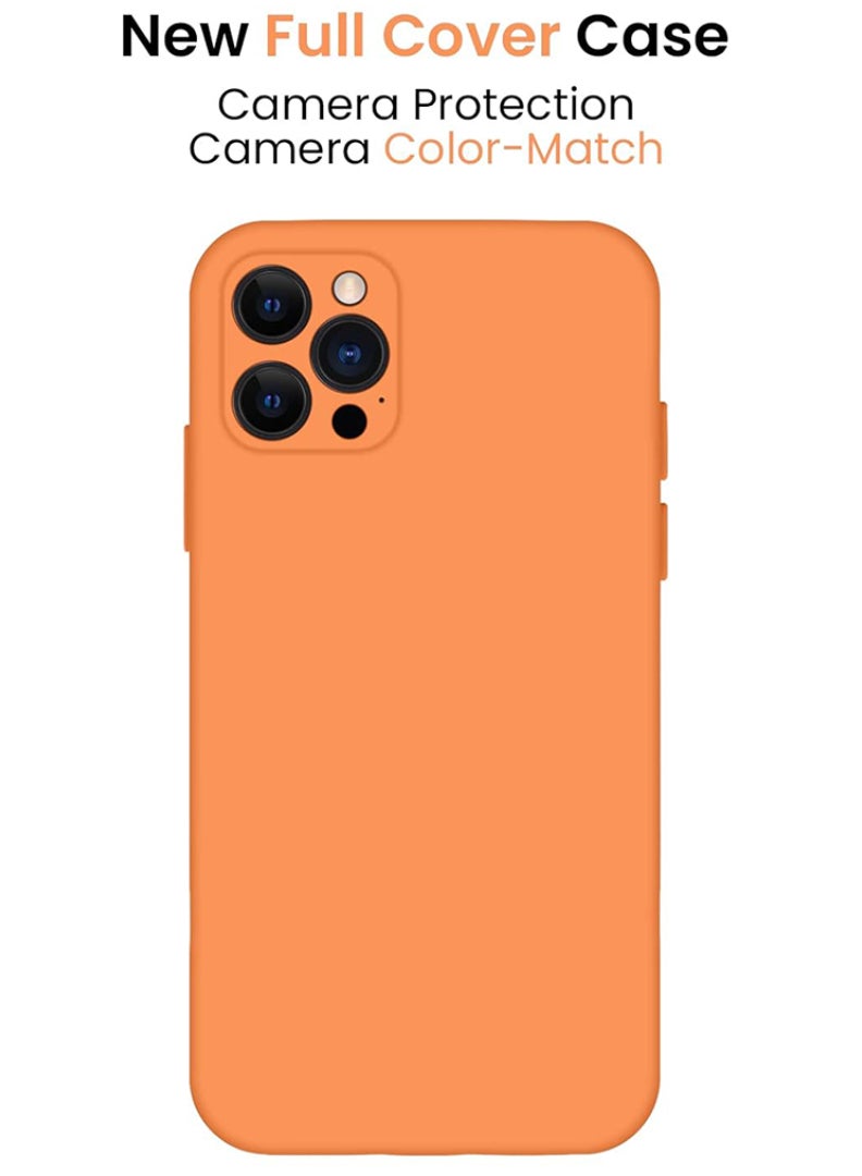 Case Up Compatible with iPhone 12 Pro Max 6.7 Inch Case, Premium Liquid Silicone [Camera Protection] [Soft Anti-Scratch Microfiber Lining] Shockproof Protective Slim Phone Cover for iPhone 12 Pro Max, Orange - Image 3