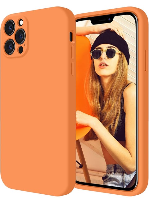 Compatible with iPhone 12 Pro Max 6.7 Inch Case, Premium Liquid Silicone [Camera Protection] [Soft Anti-Scratch Microfiber Lining] Shockproof Protective Slim Phone Cover for iPhone 12 Pro Max, Orange