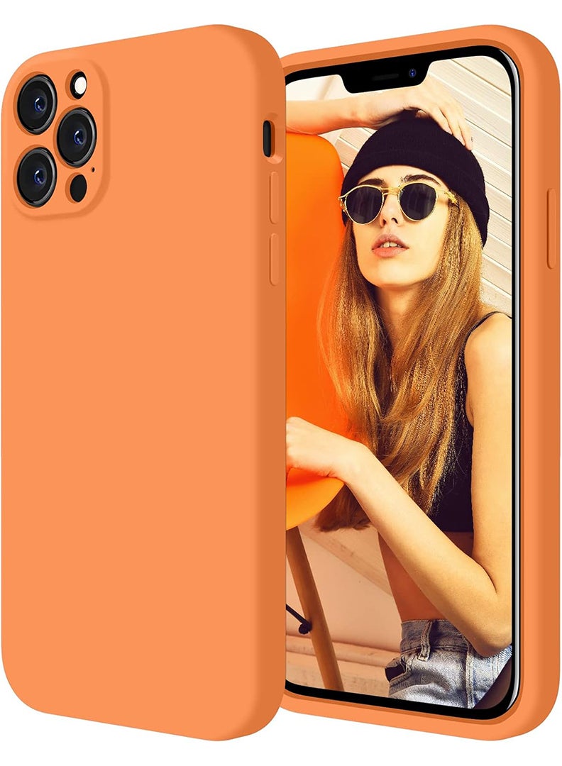 Case Up Compatible with iPhone 12 Pro Max 6.7 Inch Case, Premium Liquid Silicone [Camera Protection] [Soft Anti-Scratch Microfiber Lining] Shockproof Protective Slim Phone Cover for iPhone 12 Pro Max, Orange - Image 1