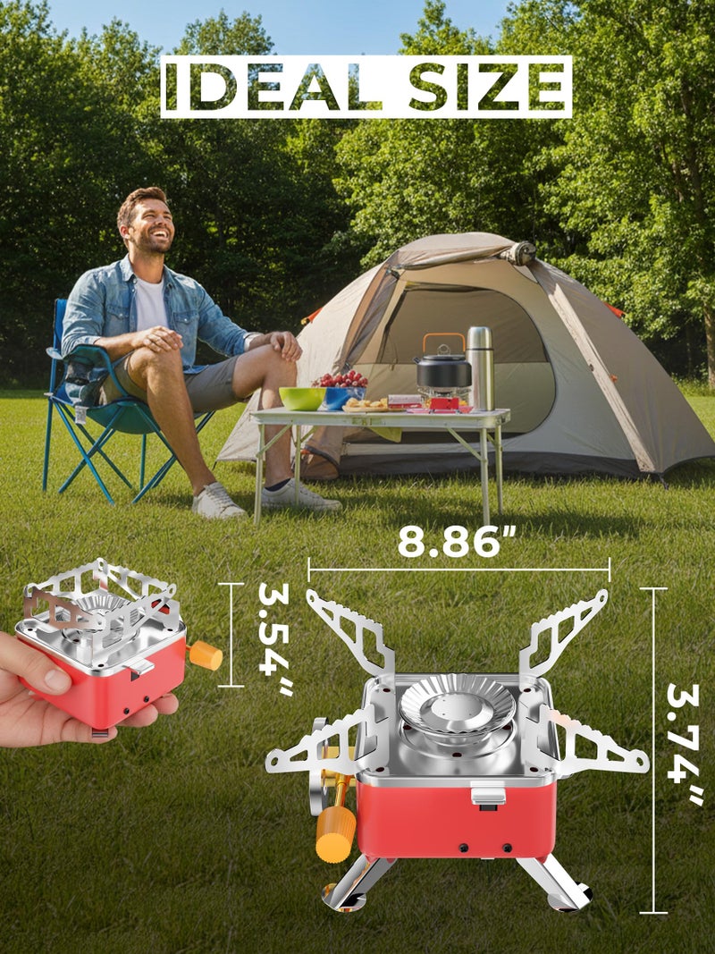 SYIPO Portable Camping Stove, Ultralight Backpacking Stove with Stable Support Wind-Resistance Camp Stove, Mini Outdoor Folding Metal Camping Gas Stove for Camping, Hiking, Cooking, ect. - Image 2