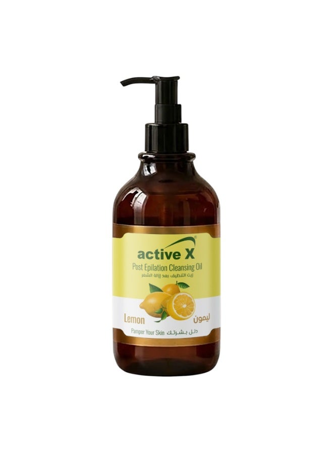 ActiveX Post Epilation Cleansing Oil Lemon 500ml – Wax Residue Remover Oil, Hair Removal Aftercare, Skin Refreshing Post Wax Cleansing Oil, Soothing Moisturizer for Epilation - Image 1