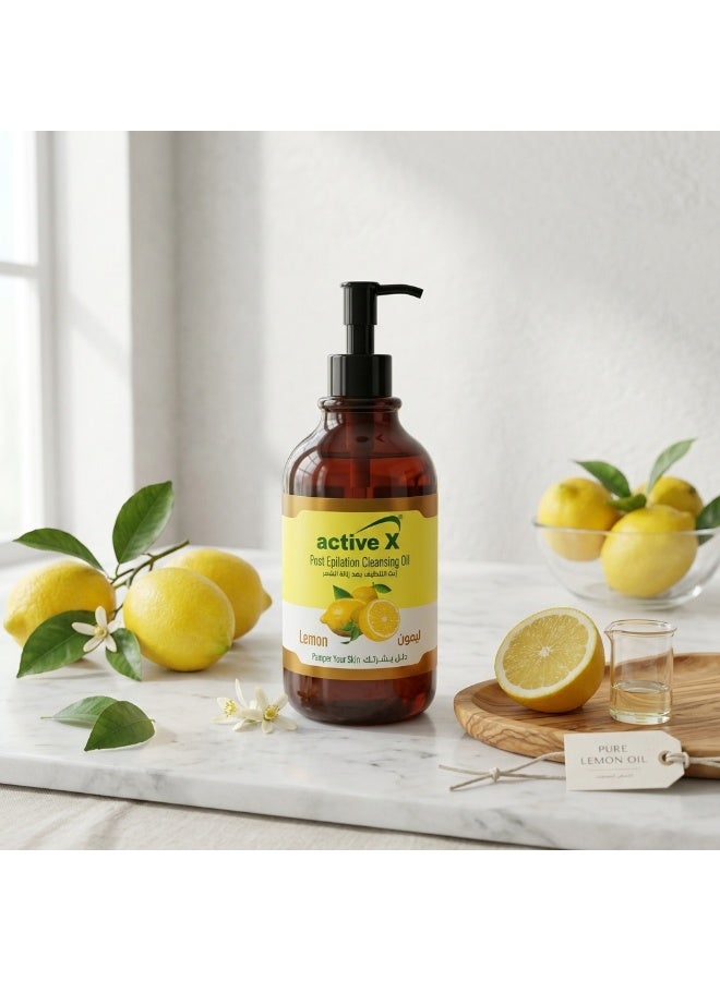 ActiveX Post Epilation Cleansing Oil Lemon 500ml – Wax Residue Remover Oil, Hair Removal Aftercare, Skin Refreshing Post Wax Cleansing Oil, Soothing Moisturizer for Epilation - Image 2