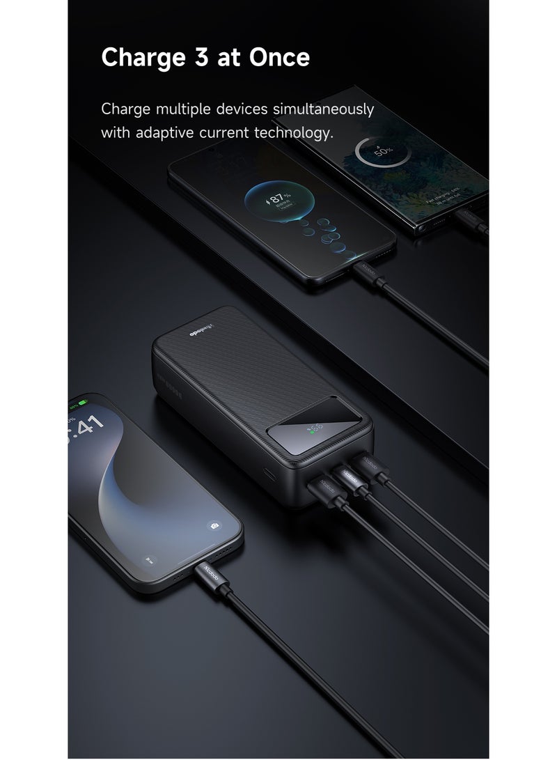 Mcdodo Power Bank 30000mAh, Mirror LED Display, 22.5W PD Fast Charging, 1 USB-C + 2 USB-A, Charge 3 Devices, High Capacity Portable Charger, Black, MC-4240 - Image 5