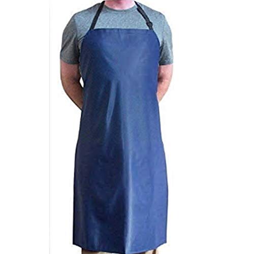 Tuff Apron Blue Heavy Duty Waterproof with Neck Adjuster Durable Long Kitchen Dishwashing Bib 41" x 27" PVC Vinyl - Image 1