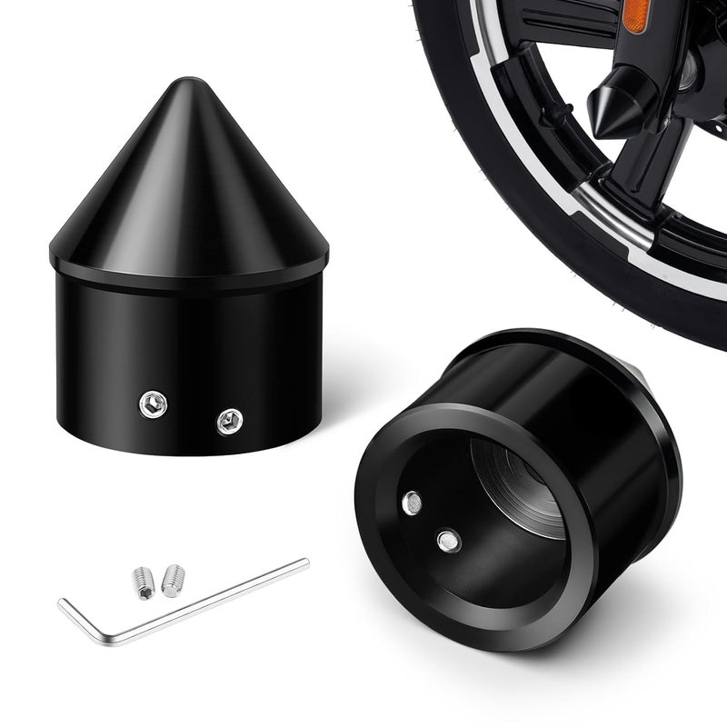 Benlari Black Front Axle Nut Covers Spike Axle Caps for Harley Davidson 2008-2022 - Image 1
