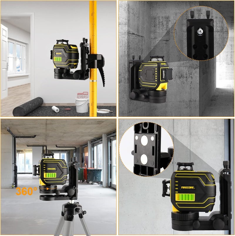 Firecore عمود مستوى الليزر، عمود ليزر تلسكوبي مطور بطول 12 قدم مع حامل ثلاثي القوائم ومشبك تثبيت متعدد الوظائف، حامل قابل للتعديل مع تركيب ليزر 1/4"-20 لمستوى الليزر الدوار والخطي - FLP370CX - Image 4