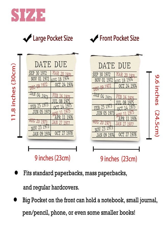 MAOFAED Library Book Date Due Book Sleeve Gift Book Bag Gift for Book Lover Librarian Gift Bookish Gift (Date Due) - Image 2