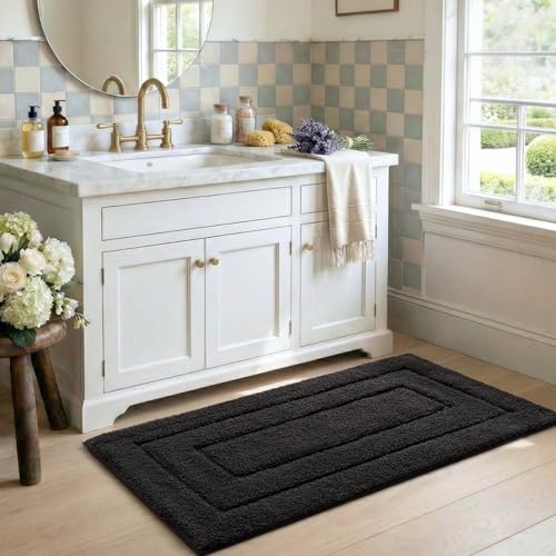 DEXI Bathroom Rug 43x24, Non Slip Washable Bath Mat for Shower Floor, Extra Large Absorbent Soft Bathmat with Rubber Backing, Quick Dry Microfiber Carpet, Black - Image 5