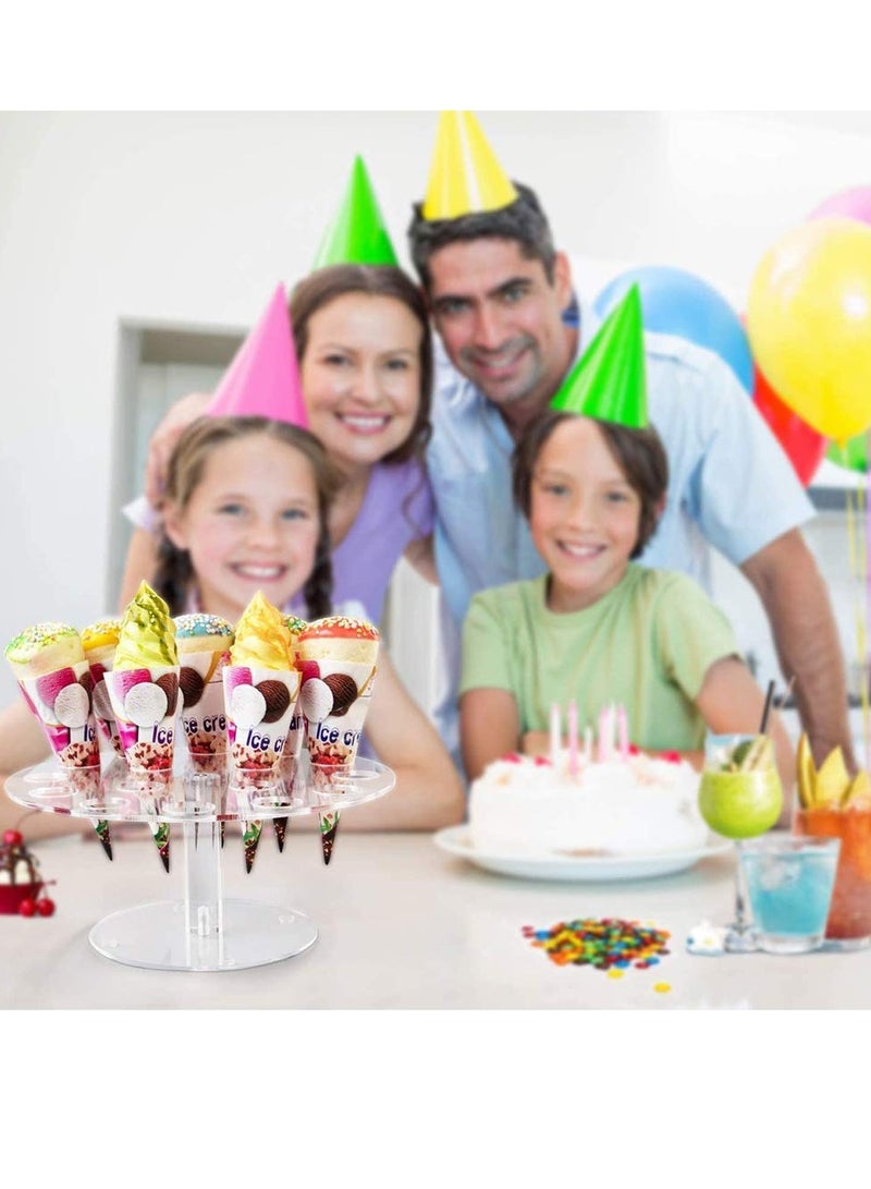 بيوينتي Acrylic Ice Cream Cone Holder Stand with 16 Holes, Suitable for Weddings, Baby Showers, Birthday Parties  Anniversaries, Clear Cupcake Display Stand - Image 3