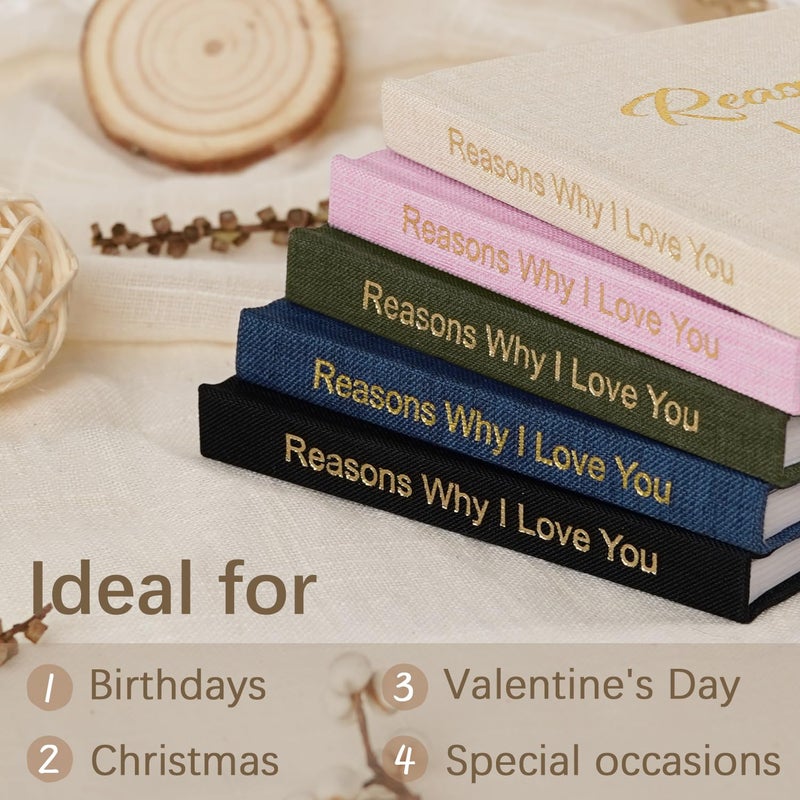 Artmag What I Love about You Fabric Book, Fill-in-the-Blank Love Journal Book for Couples Husband Wife Him Her Birthday Christmas Gifts Stocking Stuffer (Green) - Image 4