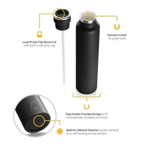 RTIC 26oz Journey Bottle Metal Ceramic Lined Stainless Steel Vacuum Insulated, BPA Free, Reusable, for Water, Hot and Cold Drinks, Travel, Sports, Camping, Black - Image 4
