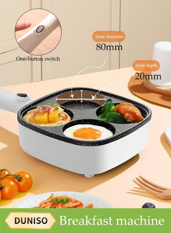DUNISO 4-Hole Frying Egg Pan, Hamburger Machine, Breakfast Egg Hamburger Pancake Pan, Suitable For Hamburger Egg Ham Pancake Machine, Non-Stick Pan, Cooking Breakfast, White  - Image 1