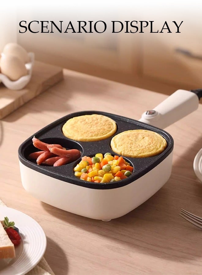 DUNISO 4-Hole Frying Egg Pan, Hamburger Machine, Breakfast Egg Hamburger Pancake Pan, Suitable For Hamburger Egg Ham Pancake Machine, Non-Stick Pan, Cooking Breakfast, White  - Image 4