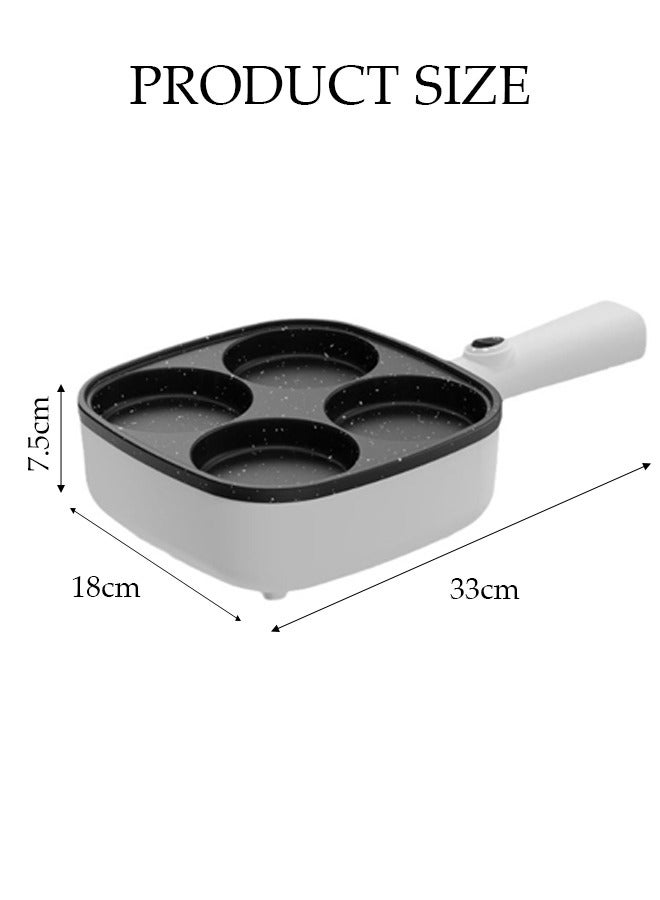 DUNISO 4-Hole Frying Egg Pan, Hamburger Machine, Breakfast Egg Hamburger Pancake Pan, Suitable For Hamburger Egg Ham Pancake Machine, Non-Stick Pan, Cooking Breakfast, White  - Image 2