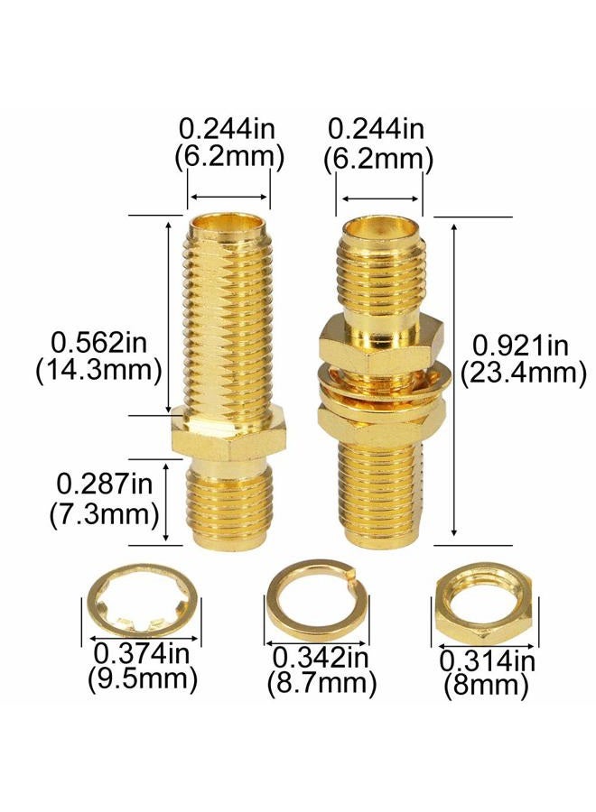 BOOBRIE SMA Socket Connector SMA Female Bulkhead Connector SMA Panel Chassis Mount Connector SMA Female to Female Barrel Adapter Antenna Jack Adapter for Wireless LAN Device Coax Cable,etc Pack of 10 - Image 4
