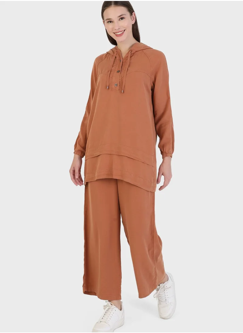 Modanisa Hooded Tunic & Pants Set