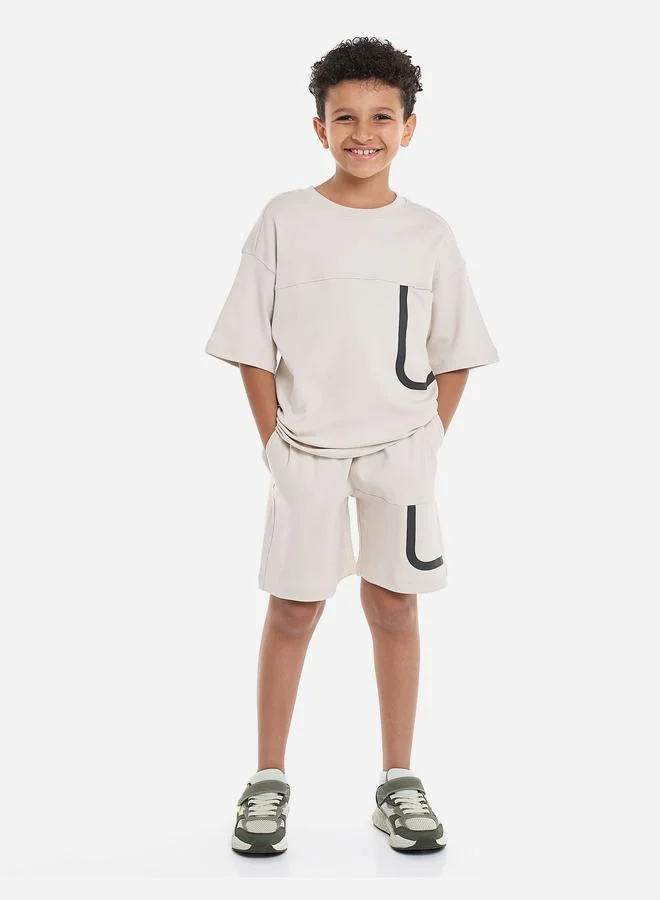 فكتور اند جين Victor And Jane Boys Back Graphic T-Shirt and Shorts Set