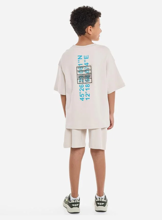فكتور اند جين Victor And Jane Boys Back Graphic T-Shirt and Shorts Set