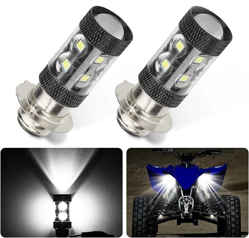 Adsspro Motorcycle 2 x 80W H6 Super White Bright LED Headlights Bulbs Upgrade For ATVS YFM YFS YFZ Bruin YFM350 200 350 400 450 660 700 Raptor Blaster 200 Banshee Motorbike motocross