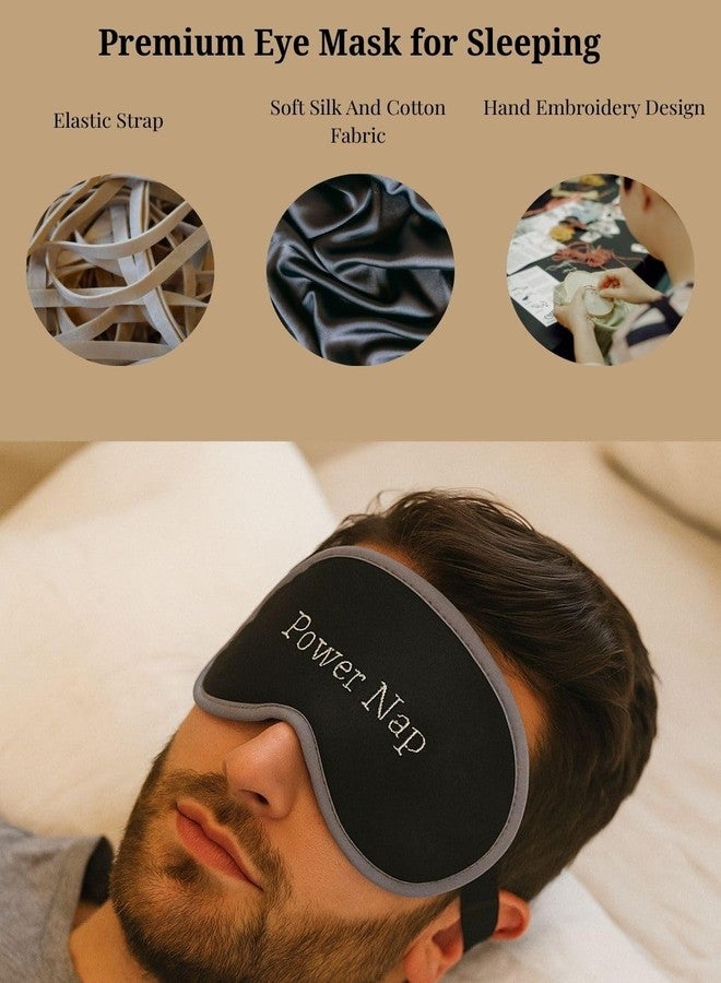 BAND BOX Power Nap Eye Mask for Sleeping with Hand Embroidery Design, Front Cotton & Back Silk Fabric, Soft & Comfortable Eye Cover with Elastic Strap, Travel Sleeping Mask for Men & Women - Perfect for Deep Sleep, Meditation & Relaxation - Image 4
