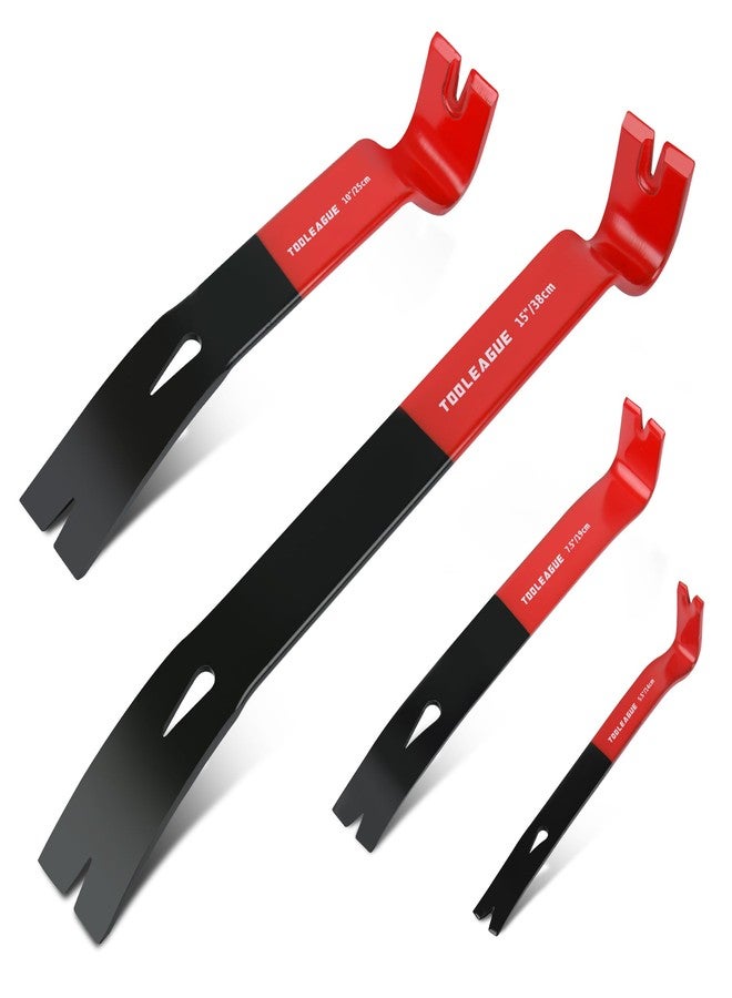 TOOLEAGUE 4Pcs Flat Pry Bar Set,5-1/2",7-1/2",10",15" Utility Heavy Duty Crow Bar with Nail Puller,Woodworking Tools for Prying, Scraping, Lifting, Pulling - Image 1