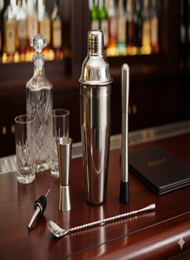 Eliixor Stainless Steel Bartender Kit 5 Pcs Cocktail Shaker Bar Set Combo Pack | 30/60 ml Jigger, Pourer, Muddler & Teardrop Spoon | Professional Bar Set for Home Bar & Party Use | Durable & Rust-Resistant - Image 5