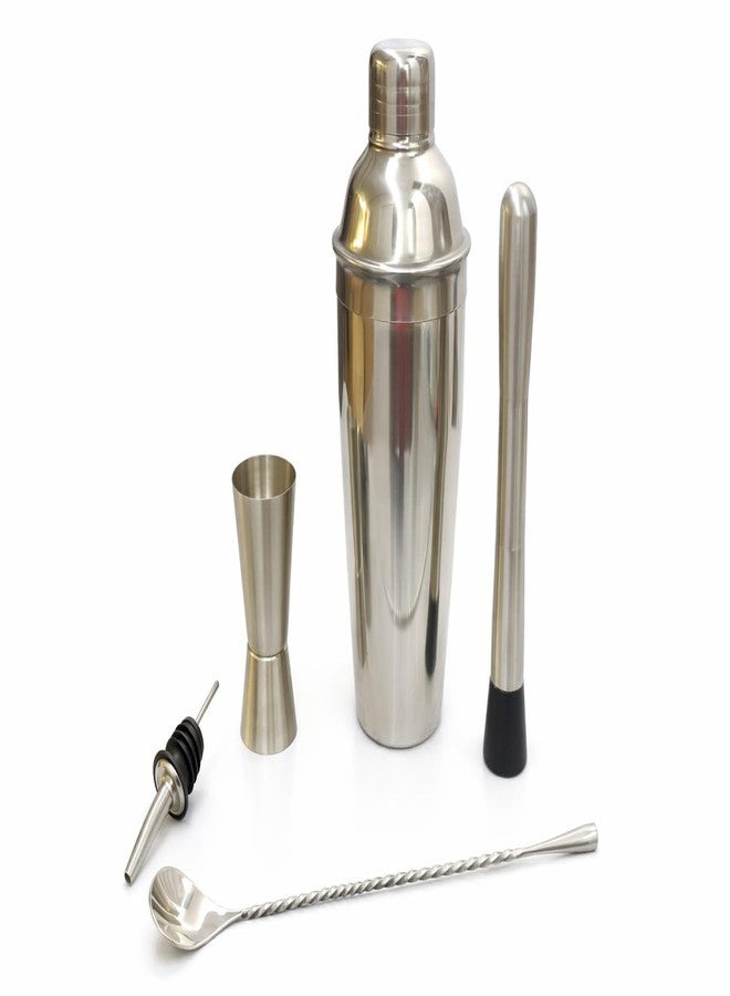 Eliixor Stainless Steel Bartender Kit 5 Pcs Cocktail Shaker Bar Set Combo Pack | 30/60 ml Jigger, Pourer, Muddler & Teardrop Spoon | Professional Bar Set for Home Bar & Party Use | Durable & Rust-Resistant - Image 1