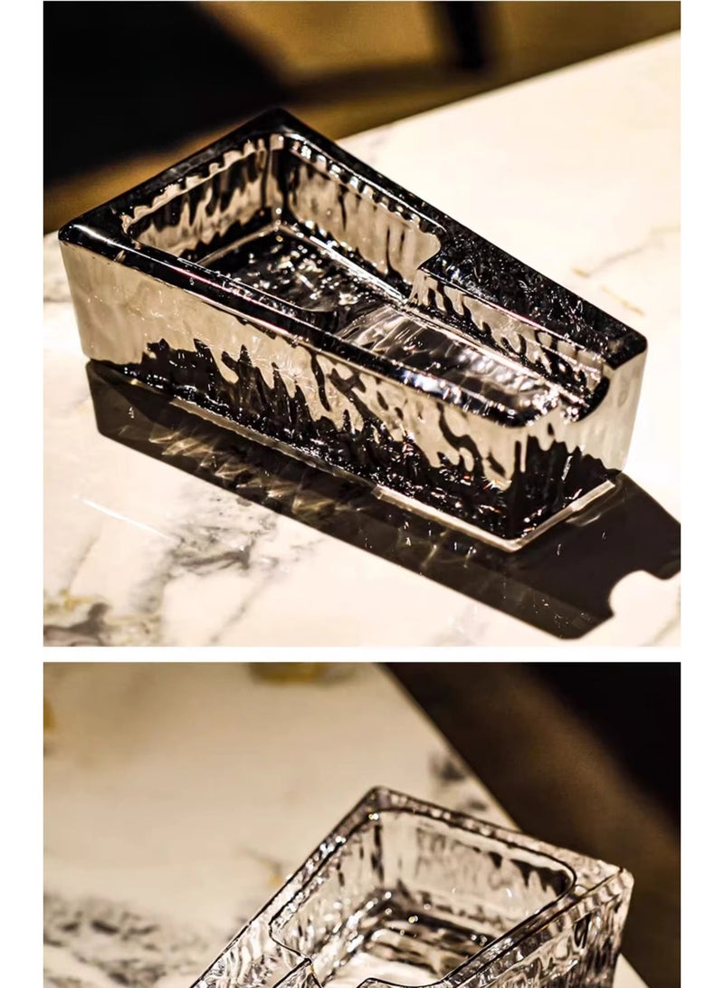 Hemingway Crystal Glass Ashtray – Beautiful Portable Black Ashtray for Office and Home Use - Image 2