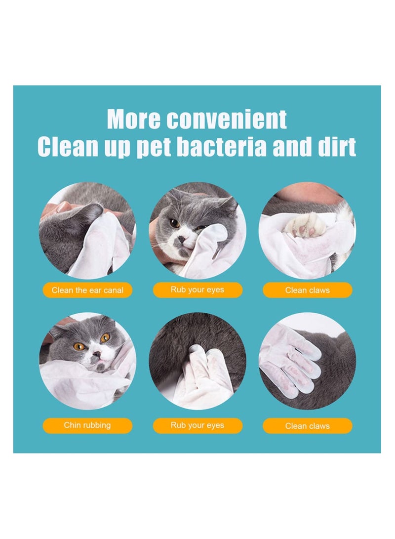 KASTWAVE Pet Rinse Free Cleaning Gloves, Cat Dog Disposable Gentle Deshedding Glove for Face, Ear, Eye, PawsPet Body Gloves, Deodorizing Wipes for Puppy Kitten, 4Pcs  - Image 4