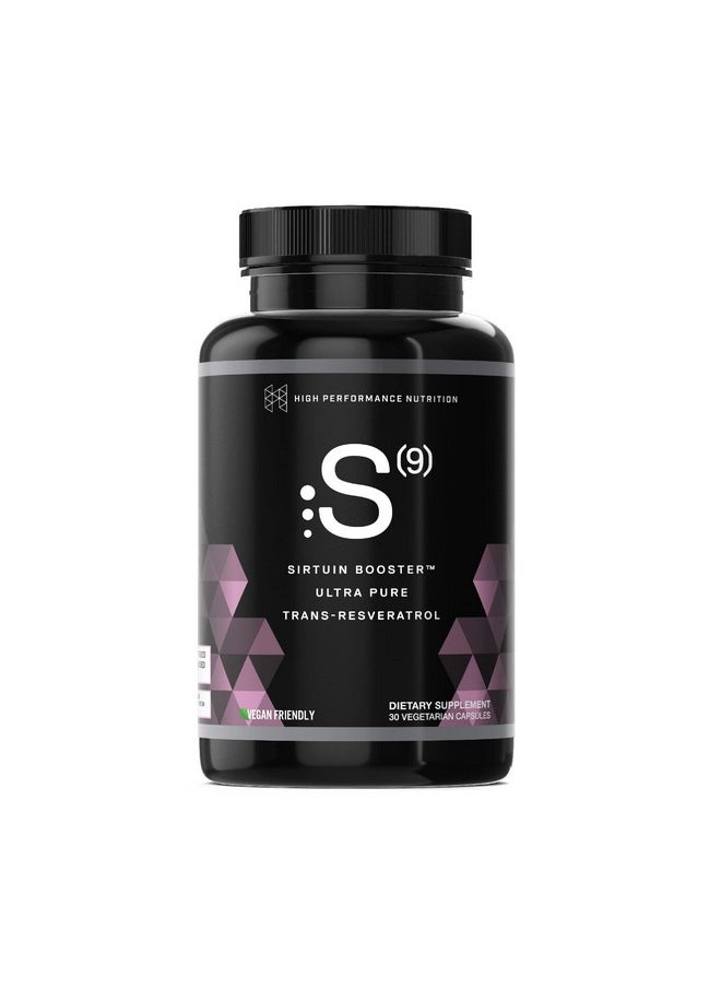 HPN - S9 Sirtuin Booster Ultra Pure Trans Resveratrol Healthy Aging Antioxidant Supplement High Performance Nutrition 30 Capsules - Image 1
