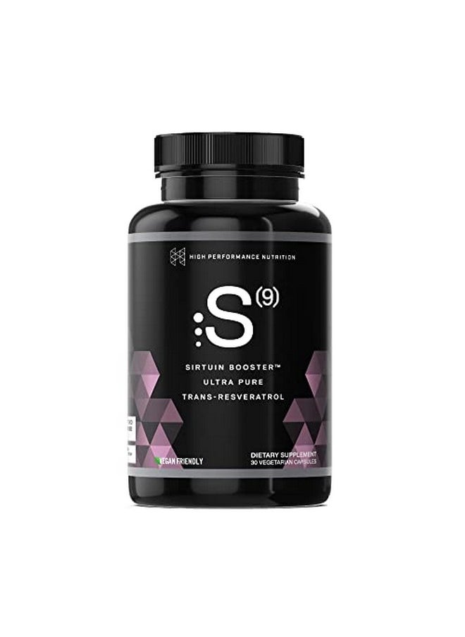 HPN - S9 Sirtuin Booster Ultra Pure Trans Resveratrol Healthy Aging Antioxidant Supplement High Performance Nutrition 30 Capsules - Image 1
