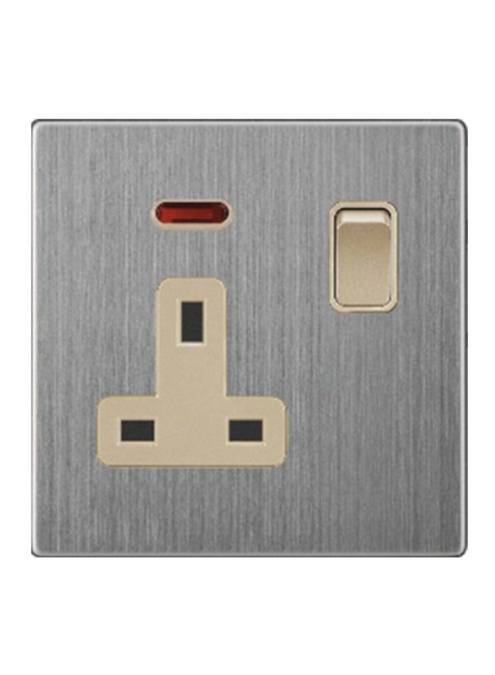 Vmax 13A Wall Socket with Switch & Indicator | Modern Brushed Metal Finish | Durable & Safe Electrical Power Outlet for Home, Office & Commercial Use - Image 2