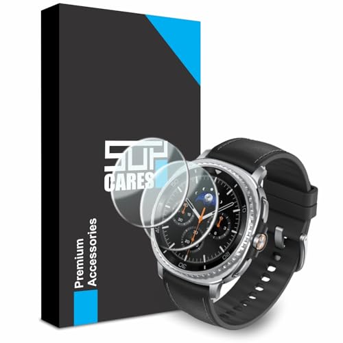 SupCares Military-Grade Gorilla Tempered Glass Screen Protector for Samsung Galaxy Watch 8 Classic and Samsung Galaxy Watch 4 Classic (46 mm) With Installation Kit | Transparent | Pack of 2 - Image 1