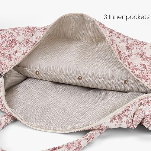 BBIQI Quilted Duffle Bag for Women Floral Duffel Bags for Travel Cute Weekender Bags Baby Hospital Bag - Image 4