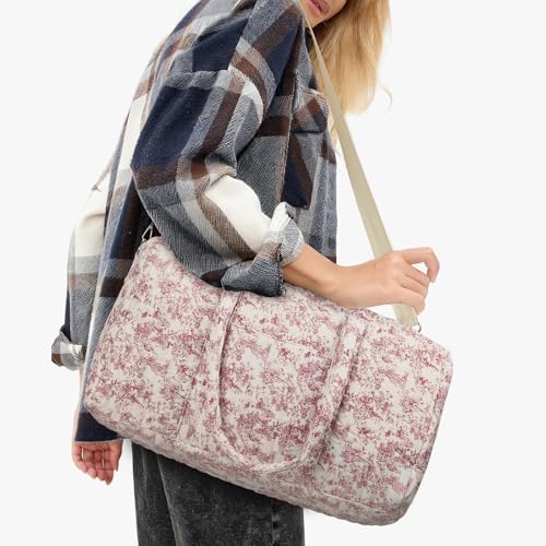 BBIQI Quilted Duffle Bag for Women Floral Duffel Bags for Travel Cute Weekender Bags Baby Hospital Bag - Image 3