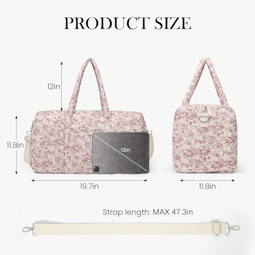 BBIQI Quilted Duffle Bag for Women Floral Duffel Bags for Travel Cute Weekender Bags Baby Hospital Bag - Image 5