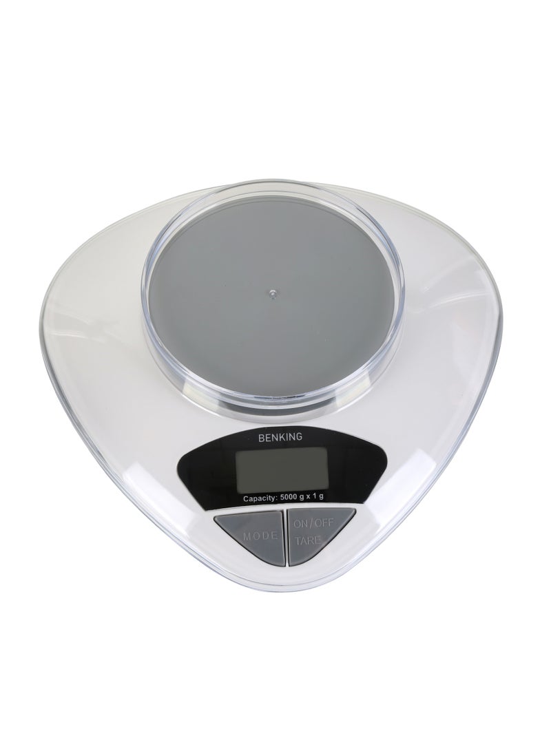 BENKING Digital Kitchen Scale with 1 Bowl Plastic Shell Mechanical Weighing Scale Weighs Up To 5Kg (White) - Image 5