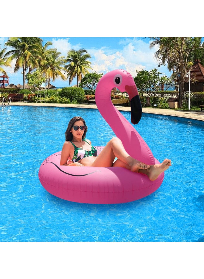 FlyfreeU FlyfreeU Flamingo Inflatable Pool Floats with Lights, Solar Powered Flamingo Pool Floats for Adults, 42 Inch Pool Float Lake Beach Floaty, Swimming Pool Float Raft Lounge for Adults Party Water Fun  - Image 1