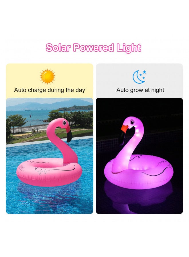 FlyfreeU FlyfreeU Flamingo Inflatable Pool Floats with Lights, Solar Powered Flamingo Pool Floats for Adults, 42 Inch Pool Float Lake Beach Floaty, Swimming Pool Float Raft Lounge for Adults Party Water Fun  - Image 2